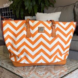Dooney & Bourke Orange and White Chevron Tote